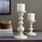 8 Pack: 10" Whitewashed Wood Carved Pillar Candle Holder by Ashland®